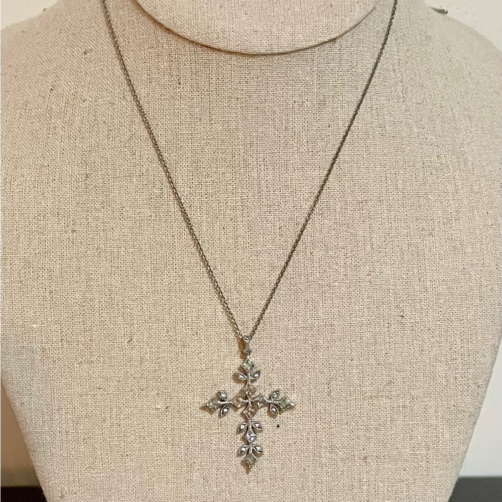 3/$20 - Beautiful Cross Necklace w/Pale Crystals